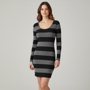 Divided by H&M Black & Gray Striped Bodycon Mini Dress 4